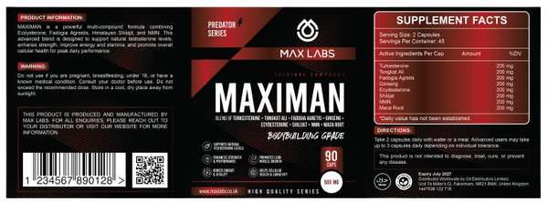 MAXIMAN - Ingredients Label